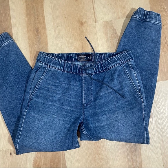 Abercrombie & Fitch Womens Denim Y2K Joggers Sz M Stretch Jeans Elastic Cuff - Picture 7 of 7